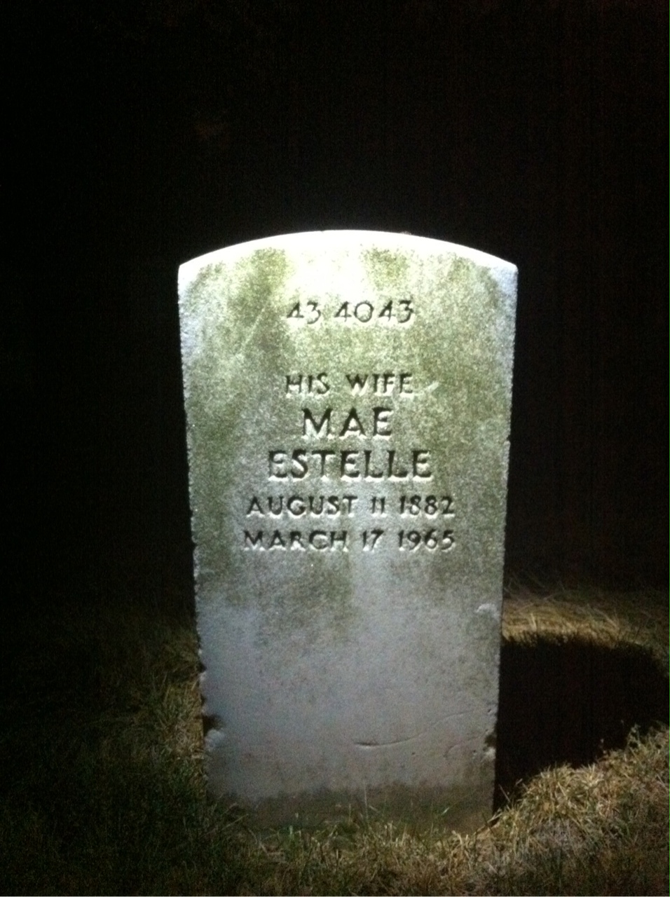 Back of headstone — Lewis Moon