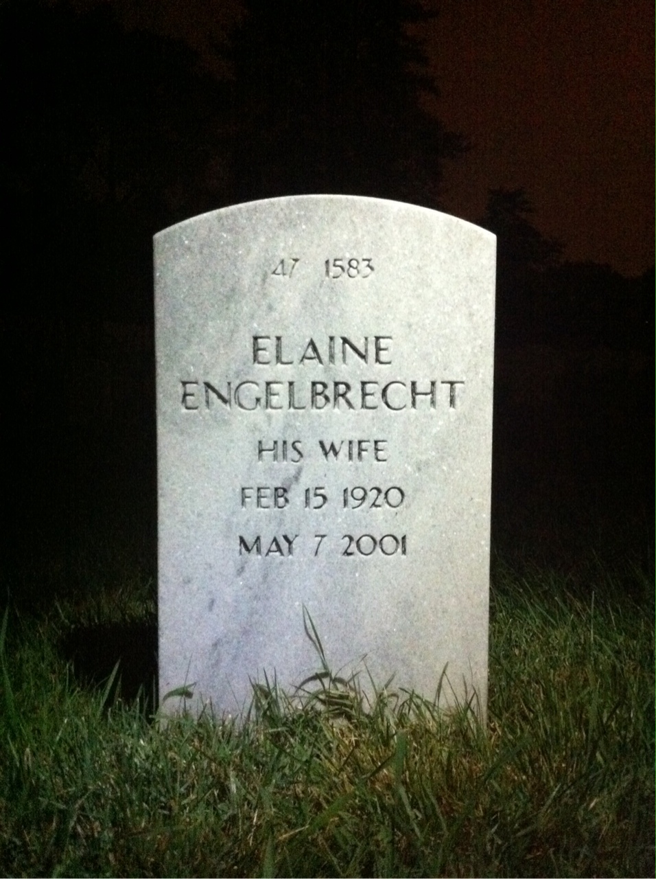 Back of headstone — William V Young
