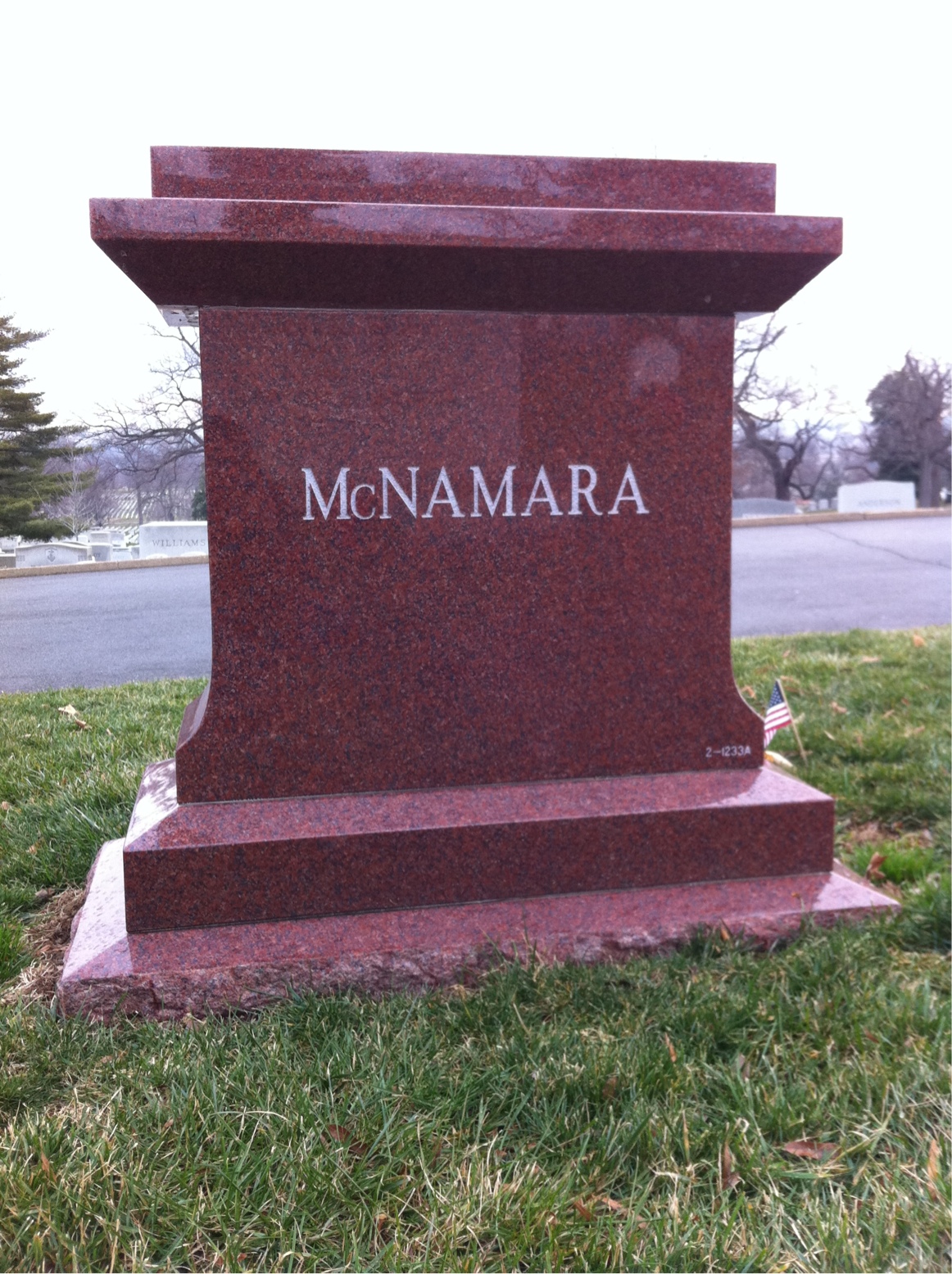 Back of headstone — Robert Mcnamara