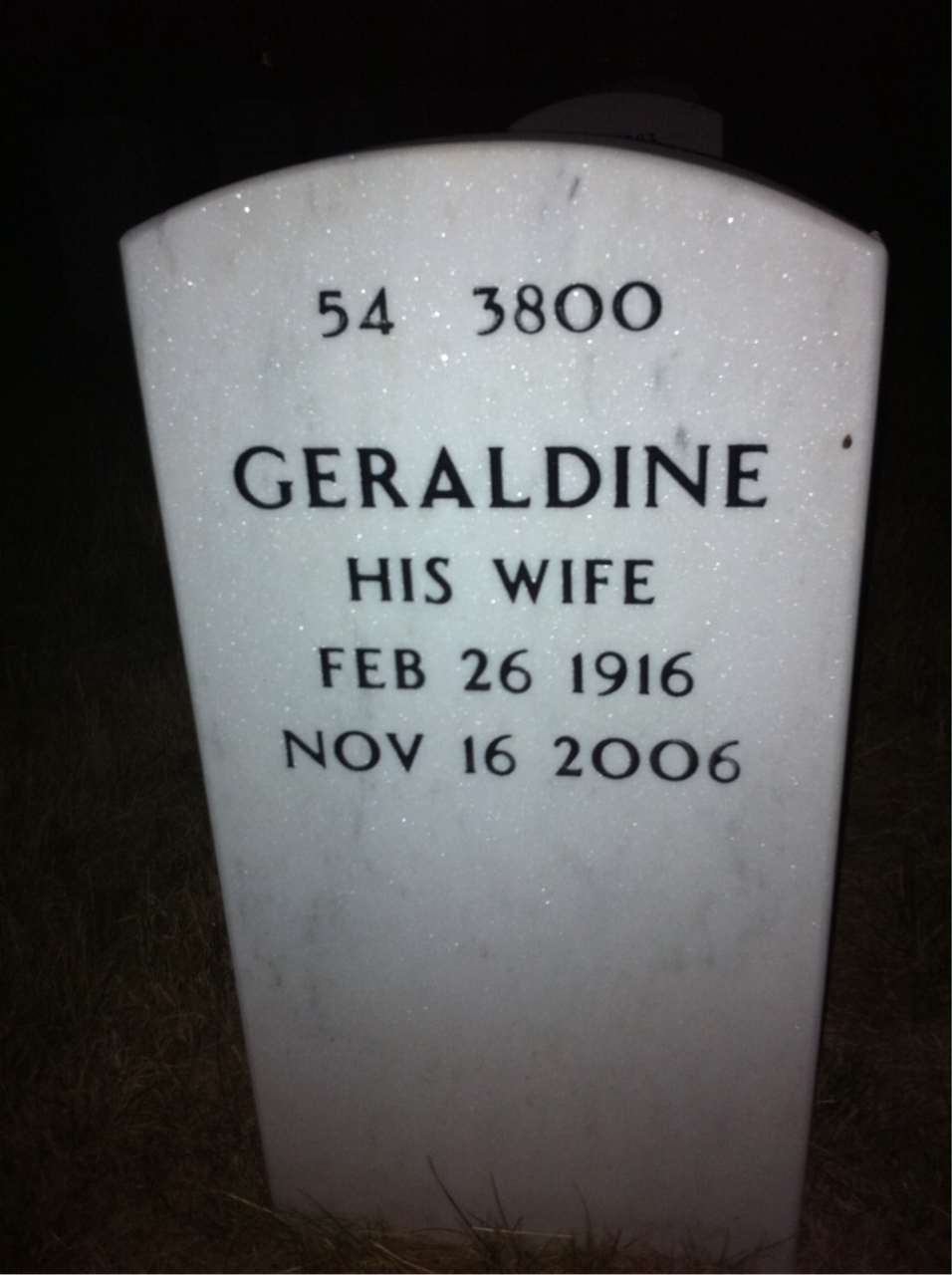 Back of headstone — Donald Powell