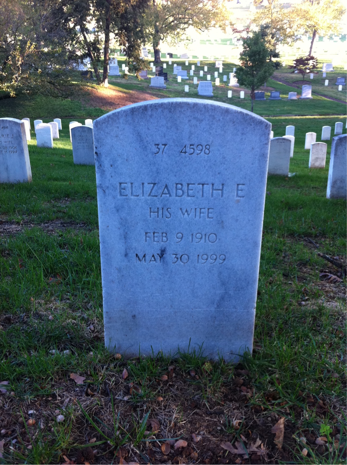 Back of headstone — Herman Anderson