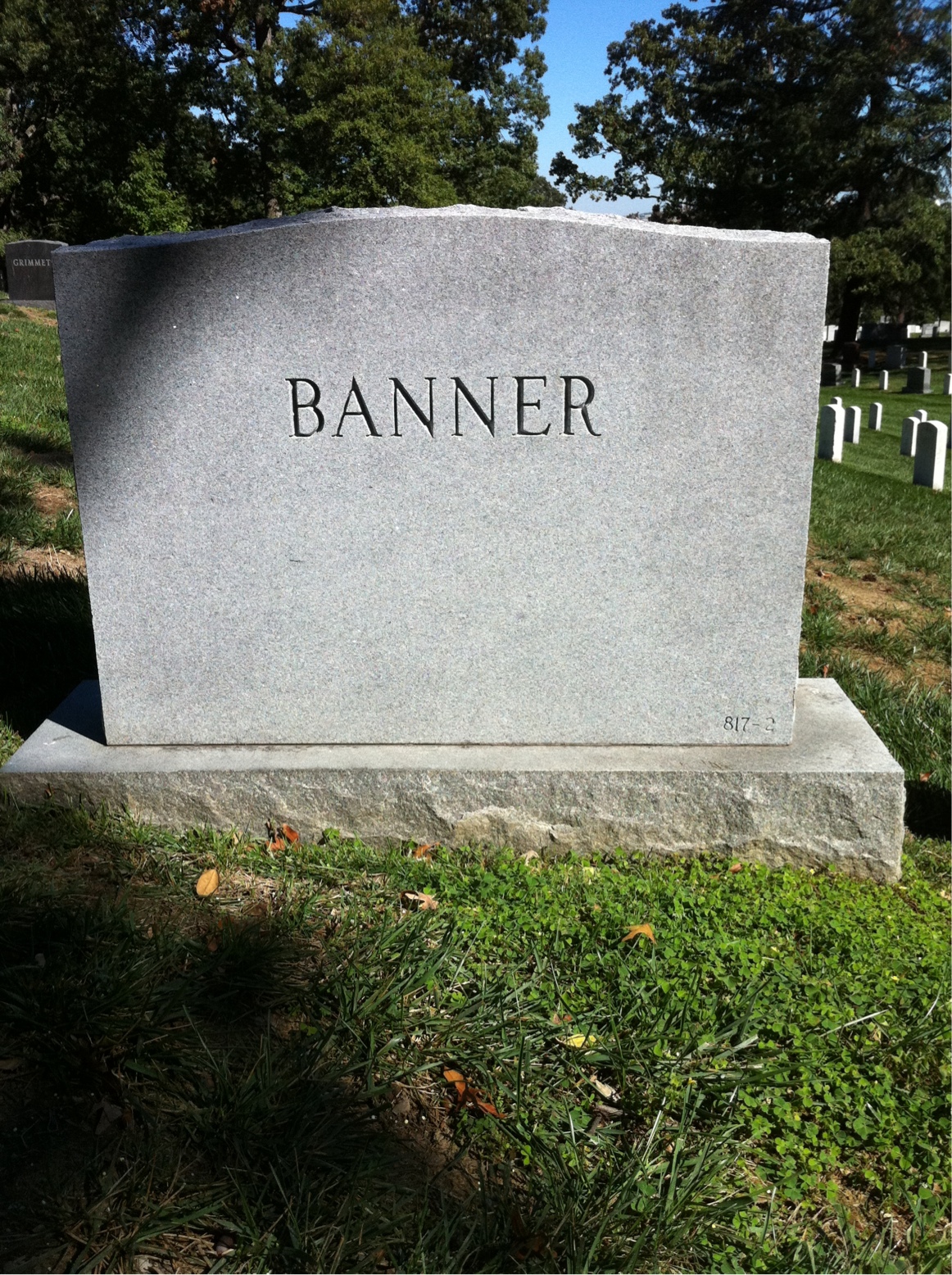 Back of headstone — Roy Banner
