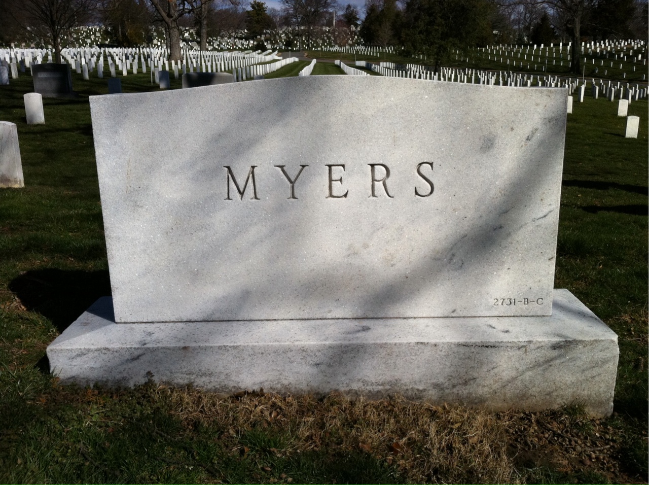 Back of headstone — Joseph Myers