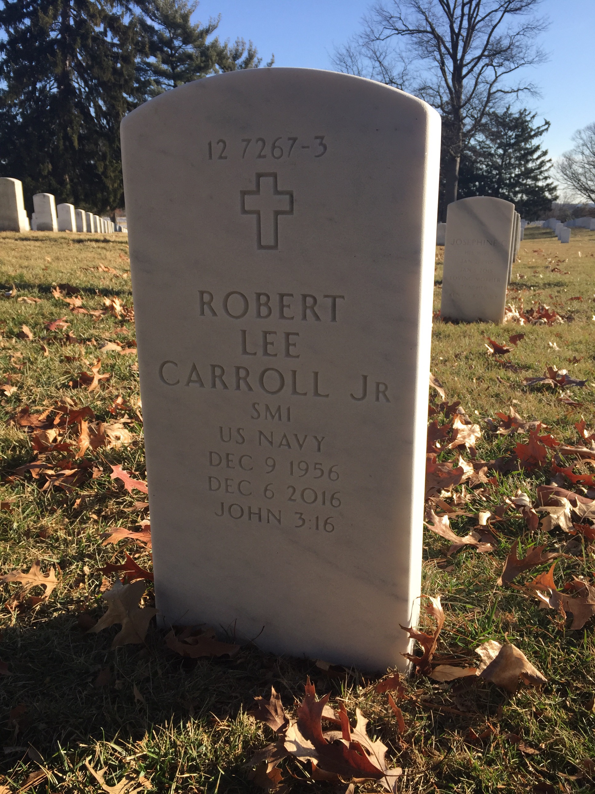 Back of headstone — Robert Carroll