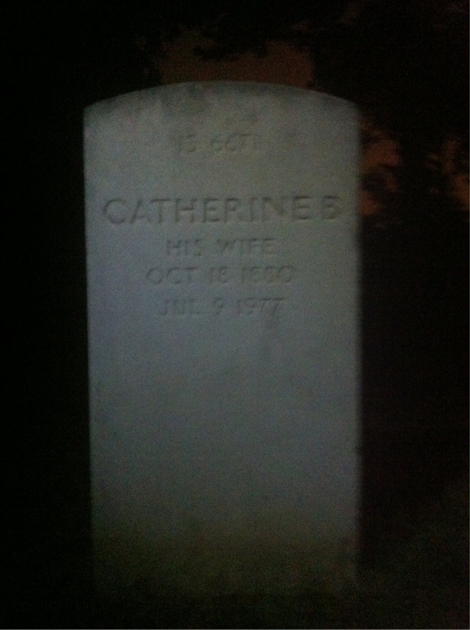 Back of headstone — Catherine Bailey