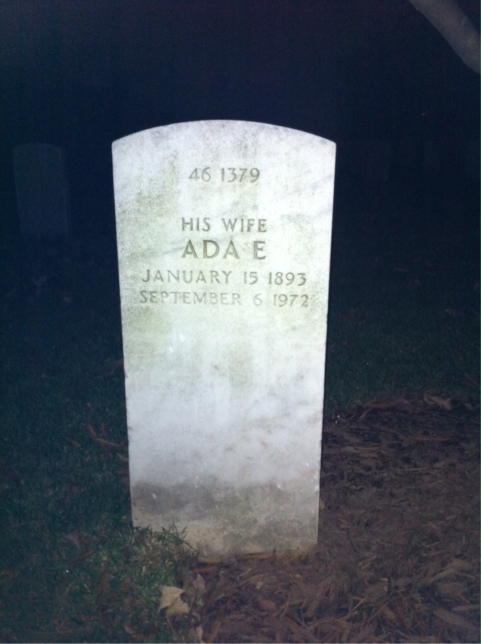 Back of headstone — Walter W Hess