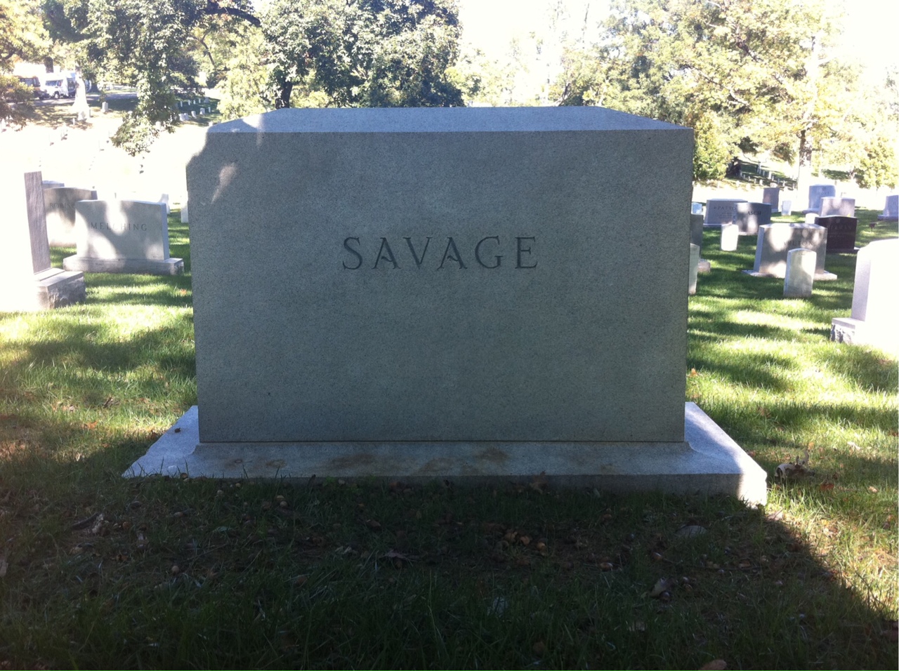 Back of headstone — Charles M Savage