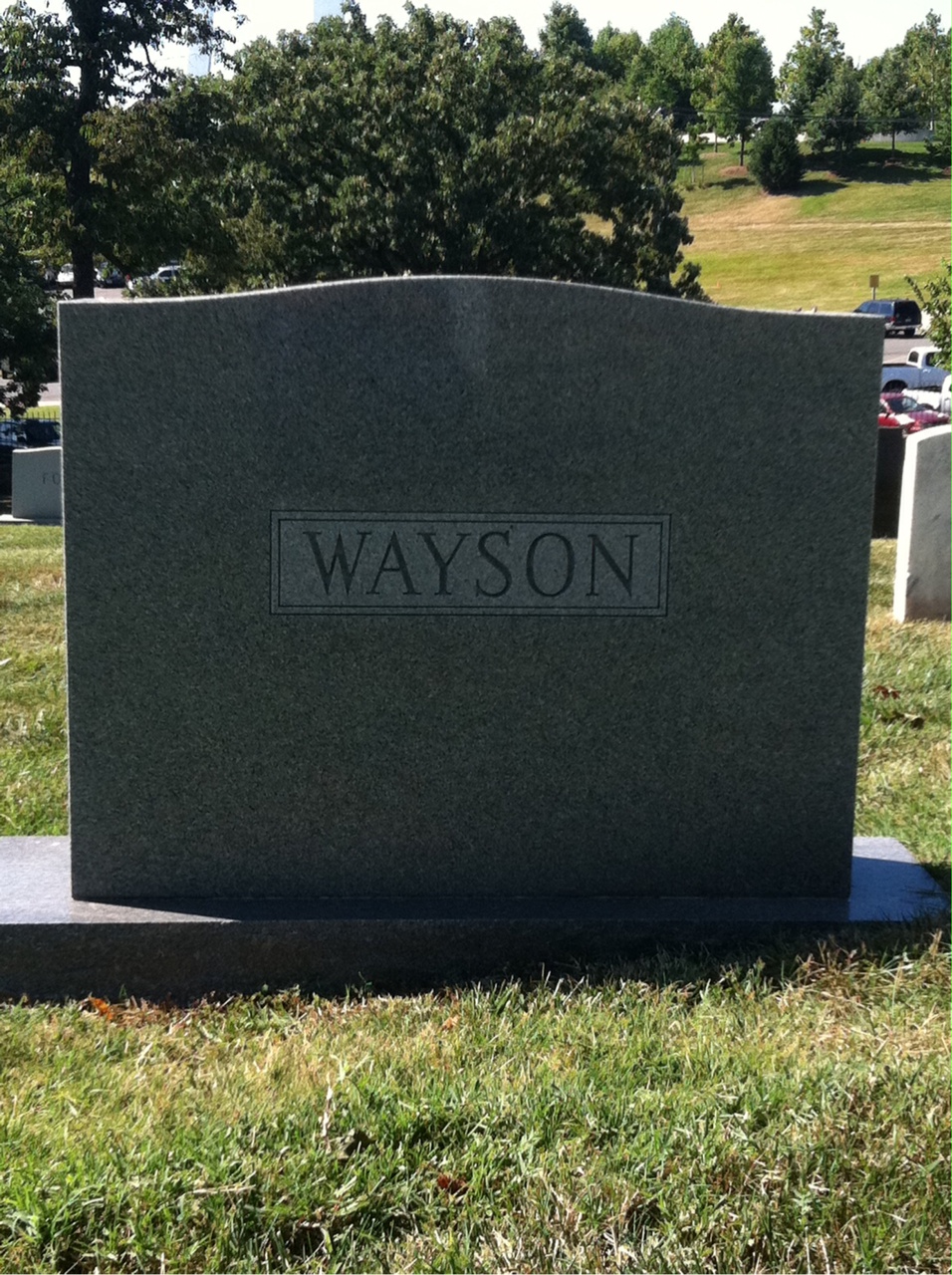 Back of headstone — Barbara Wayson