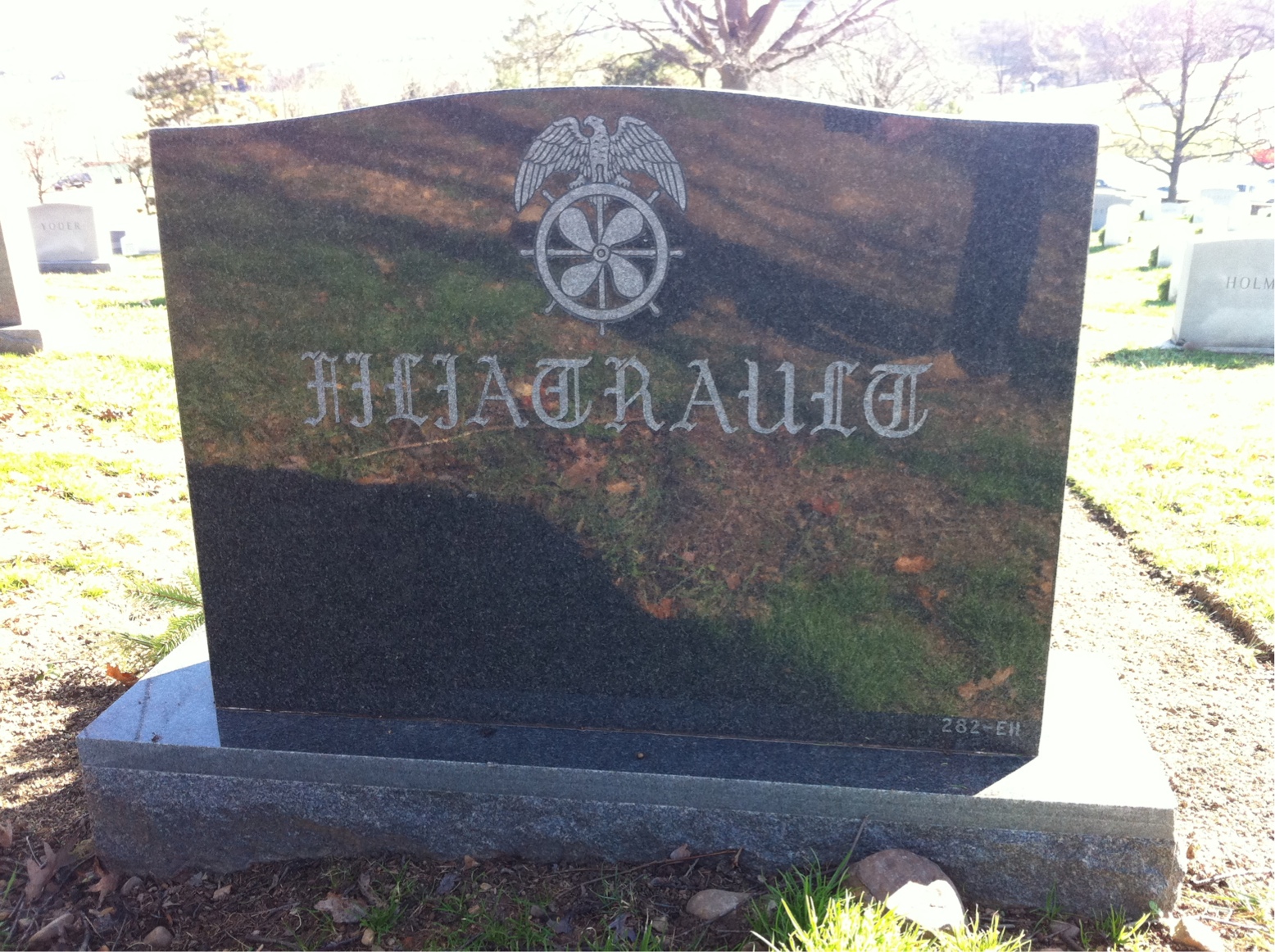 Back of headstone — Alfred Filiatrault