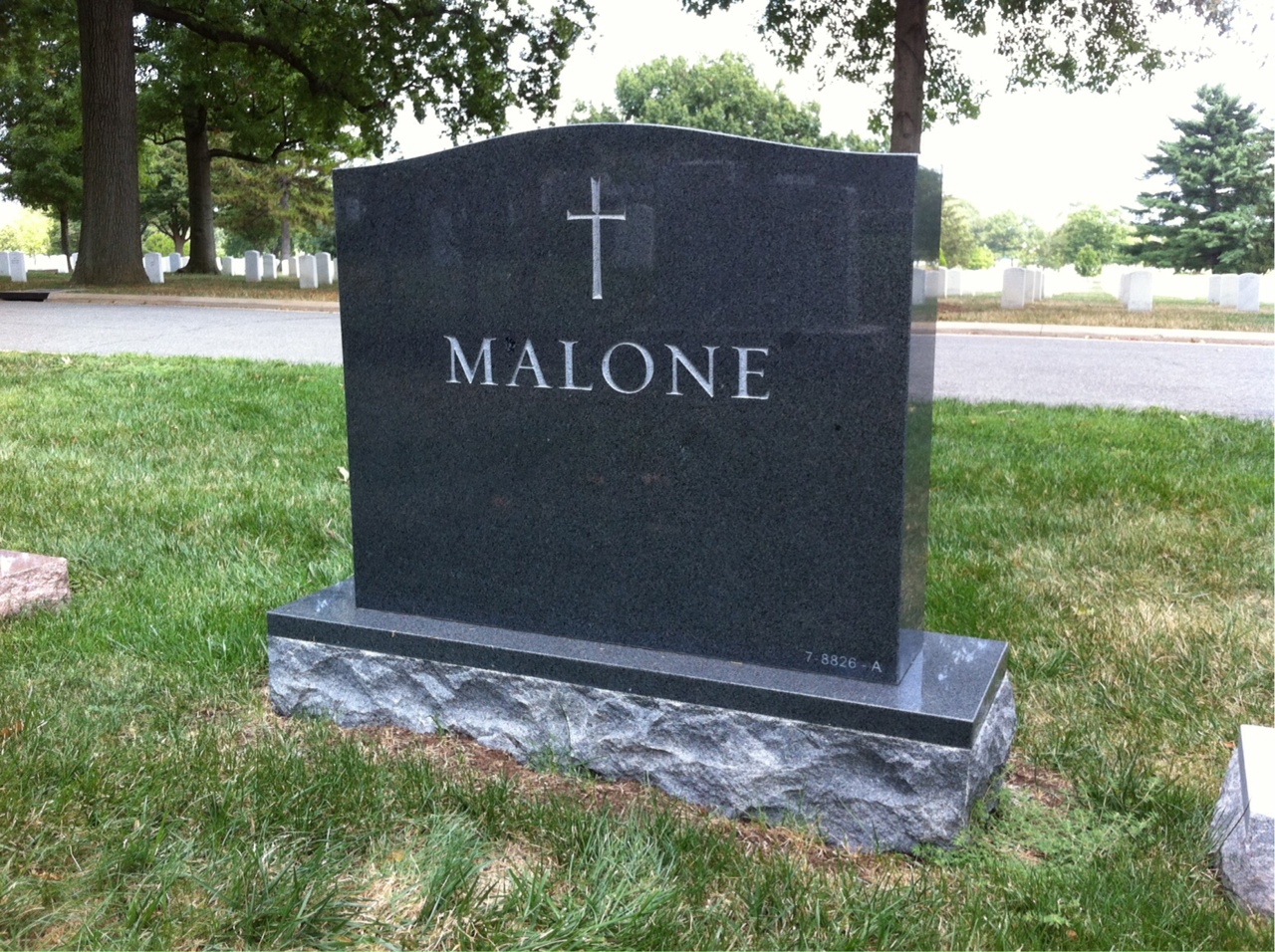 Back of headstone — Marion Malone