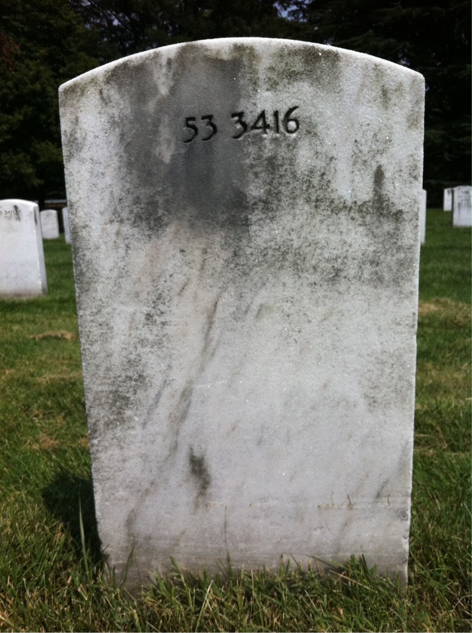 Back of headstone — John Mitchell