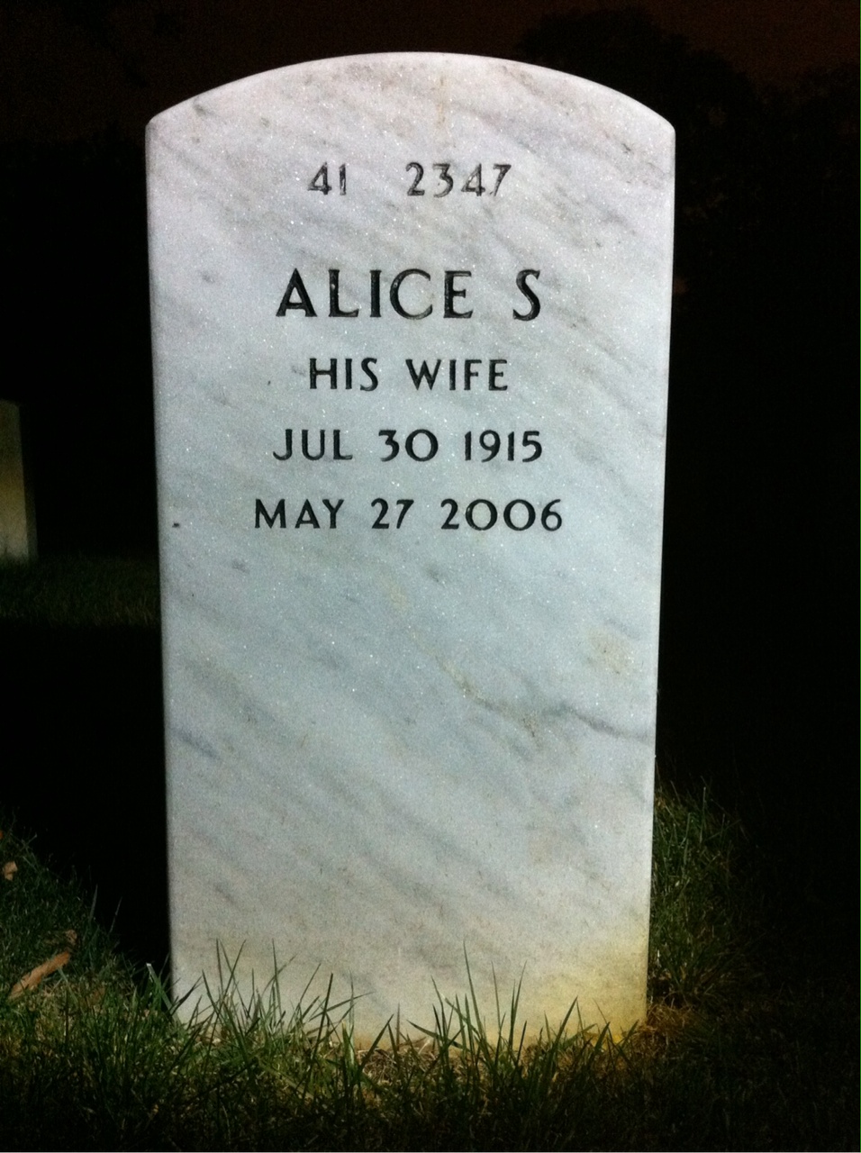 Back of headstone — Thomas Carroll
