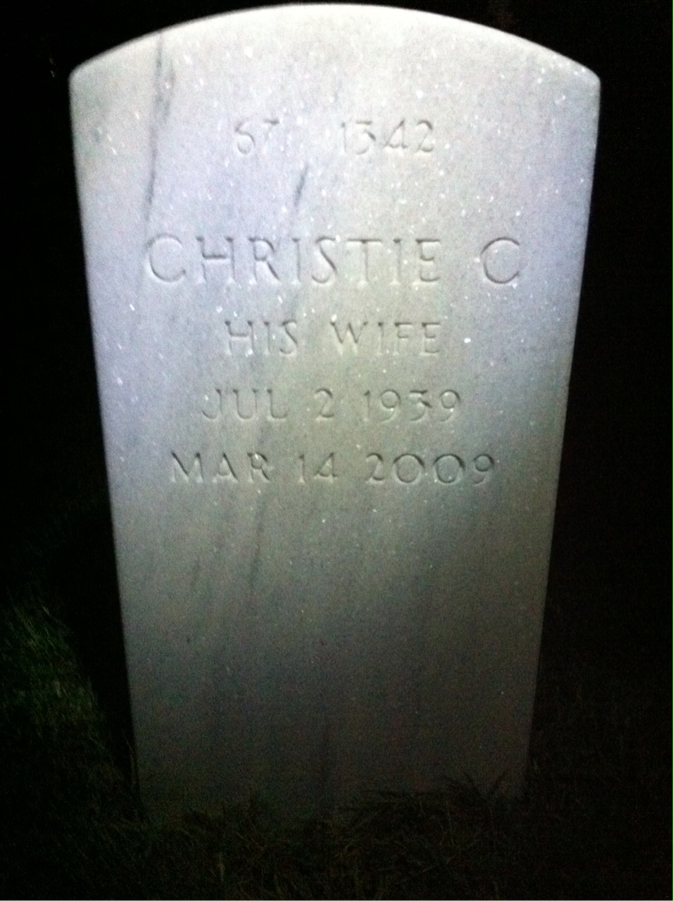 Back of headstone — Thomas Matthews