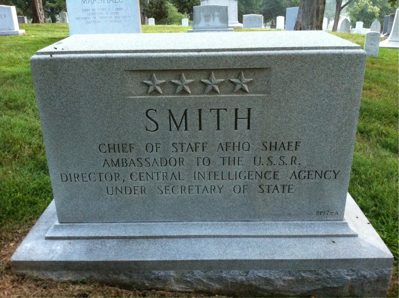 Back of headstone — Walter J Smith