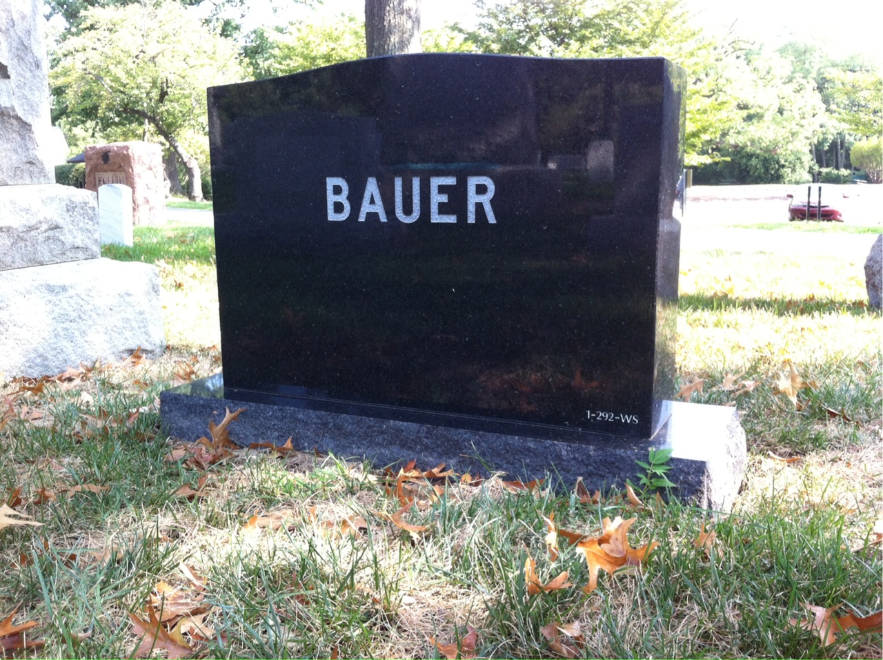 Back of headstone — Charles Bauer
