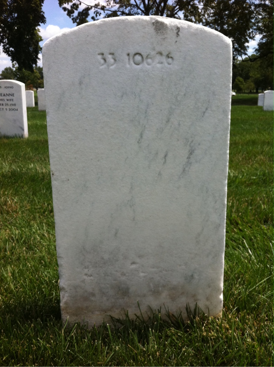 Back of headstone — Jack B Smith