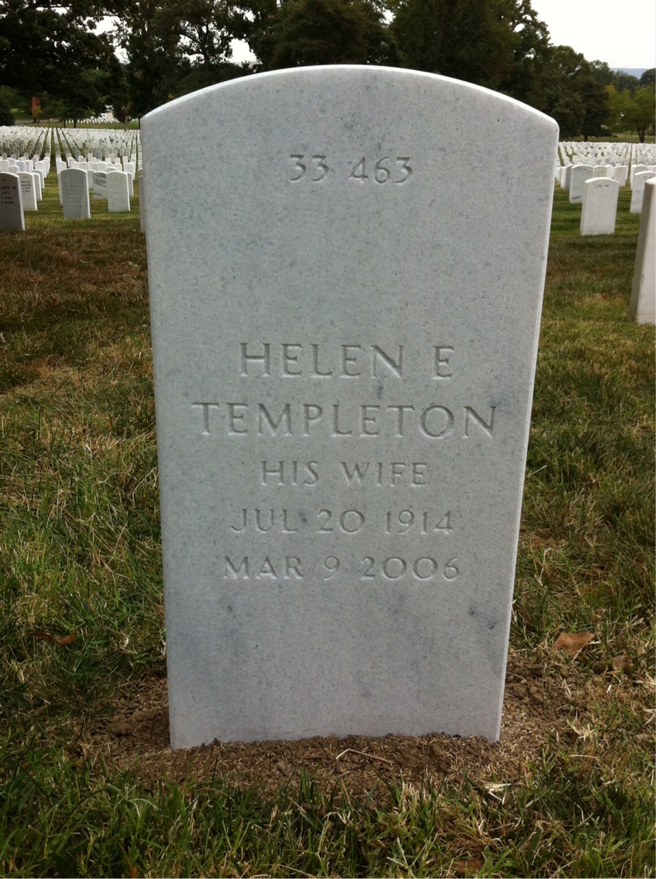 Back of headstone — William Thomas