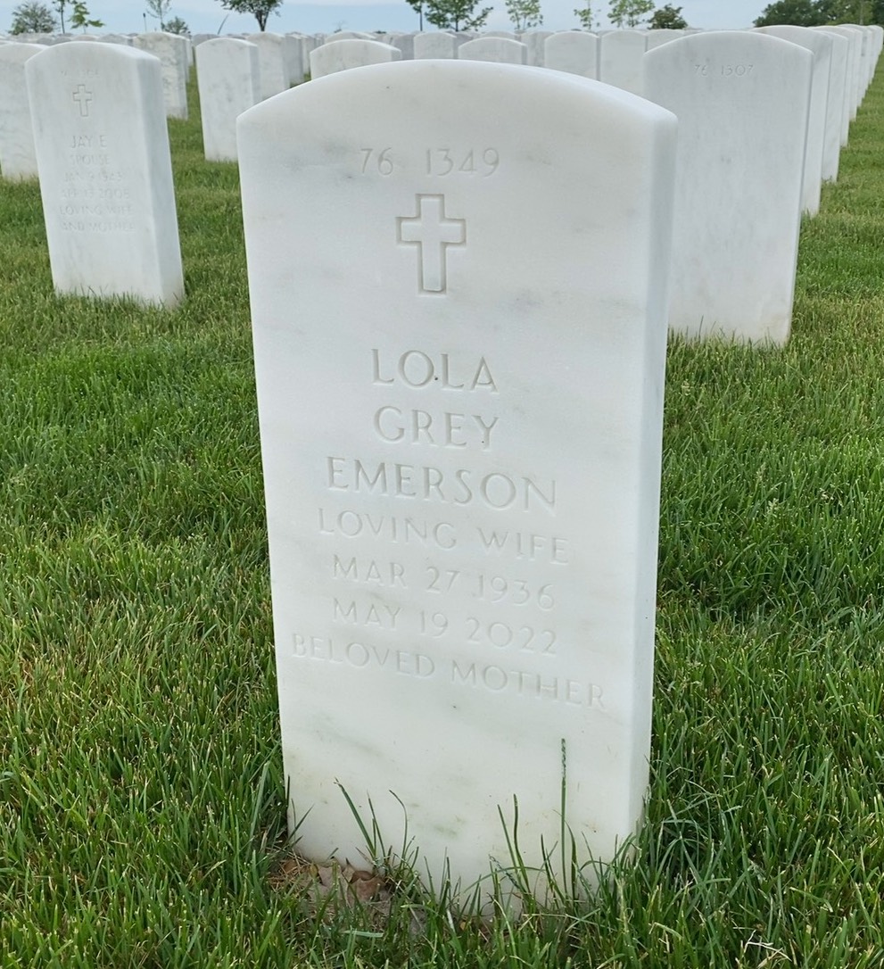 Back of headstone — William Hundley Emerson