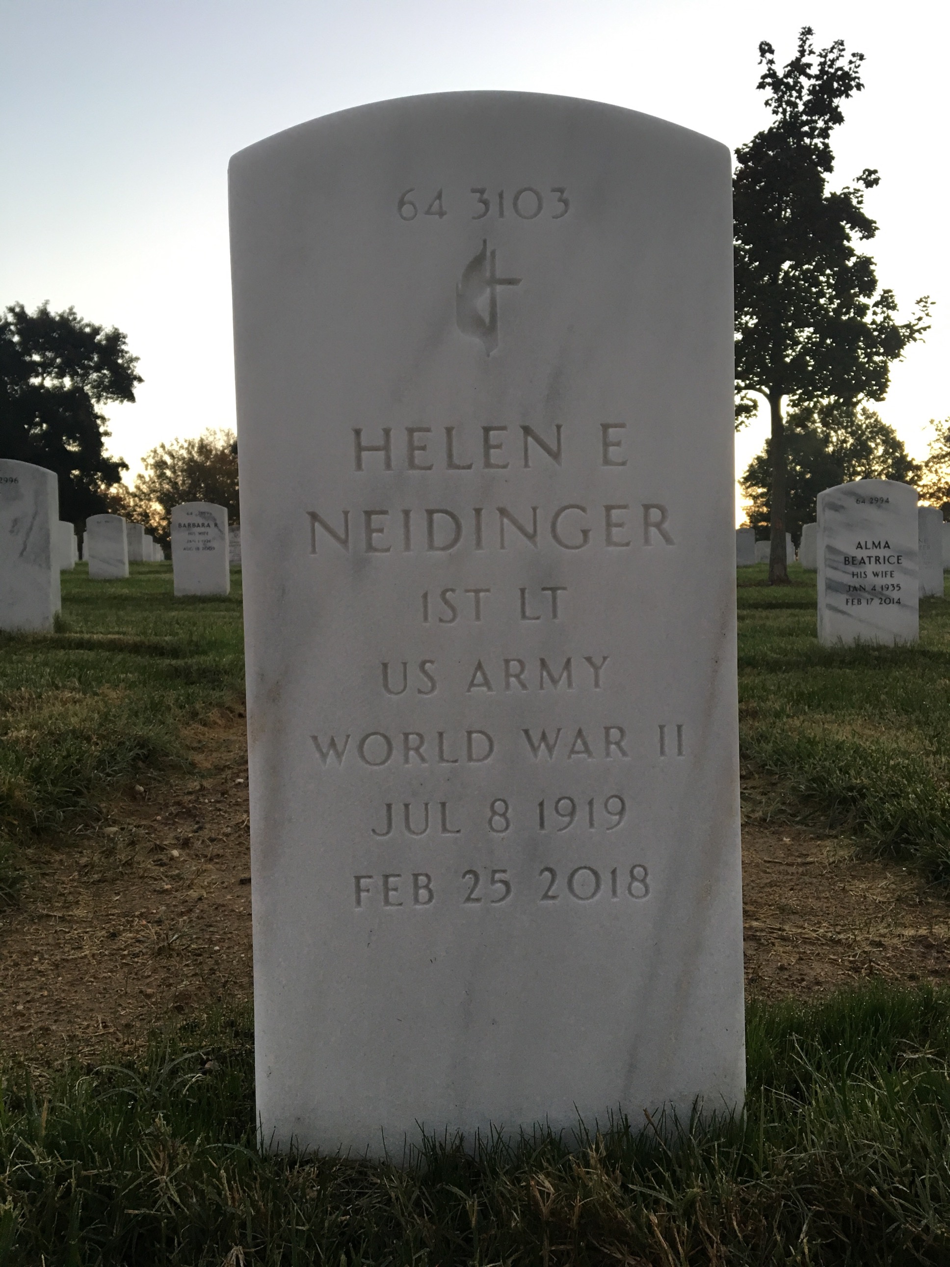 Back of headstone — Joseph Neidinger