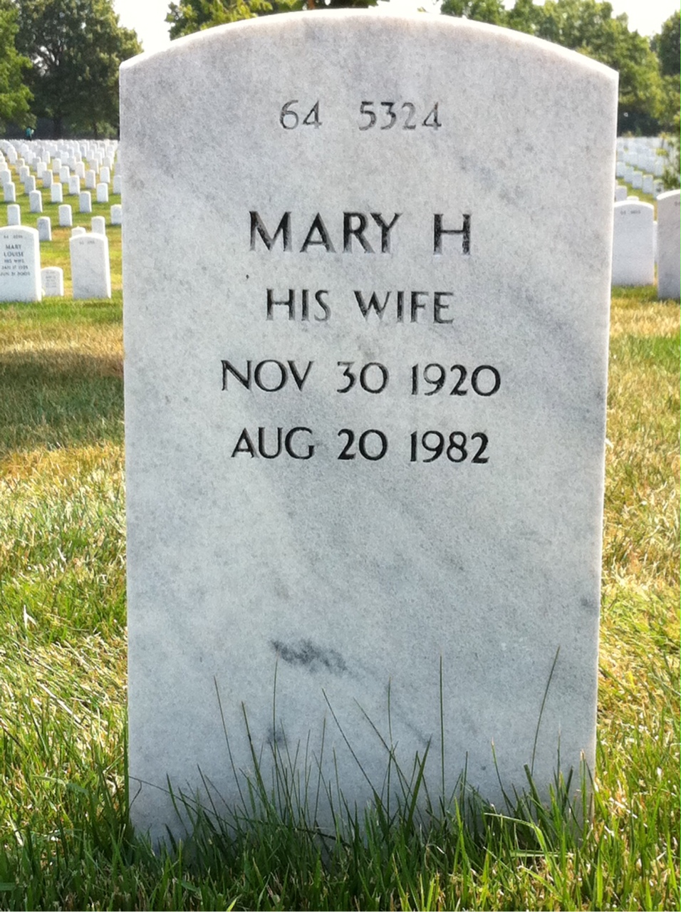 Back of headstone — William H White