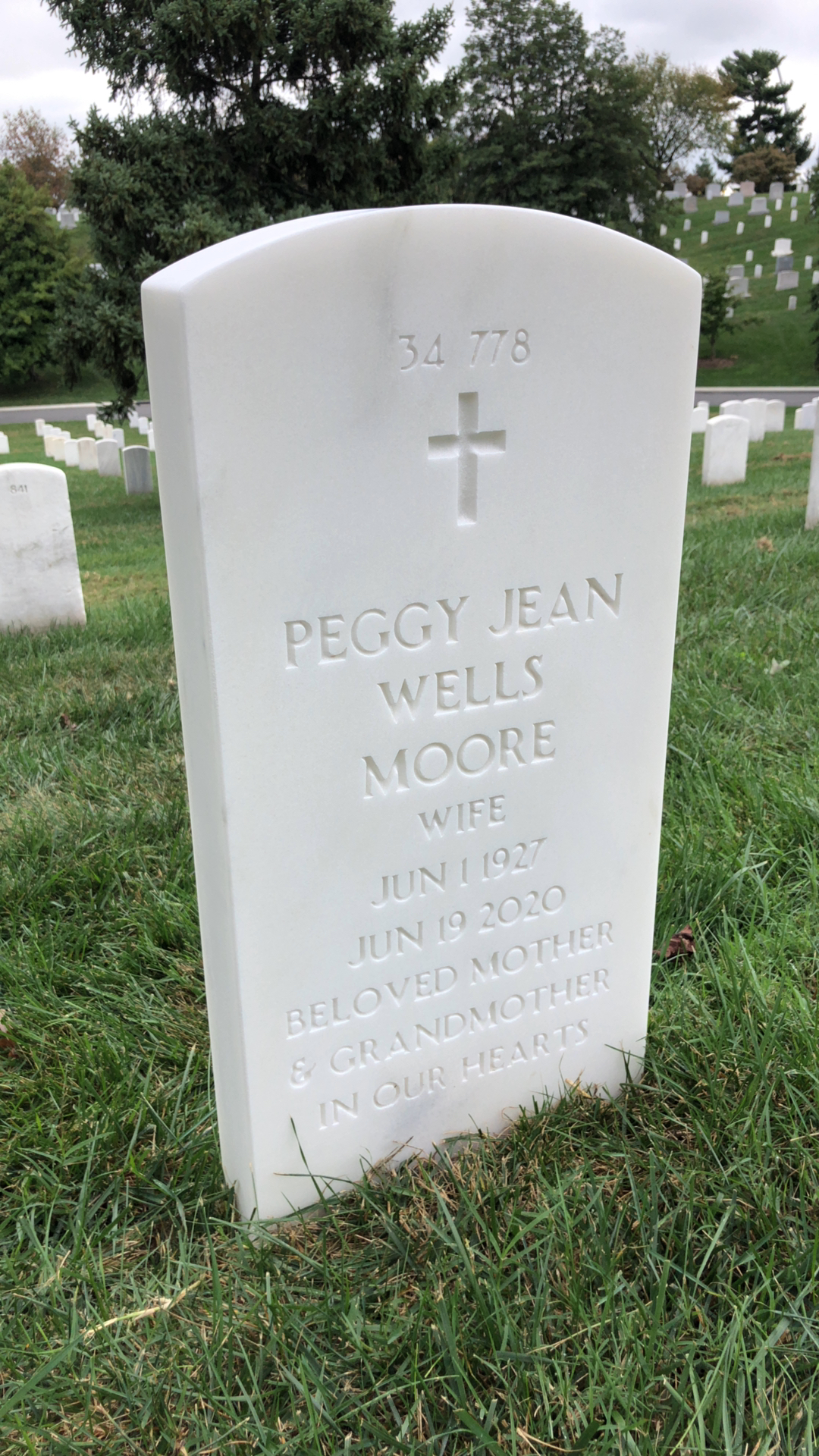 Back of headstone — George Moore