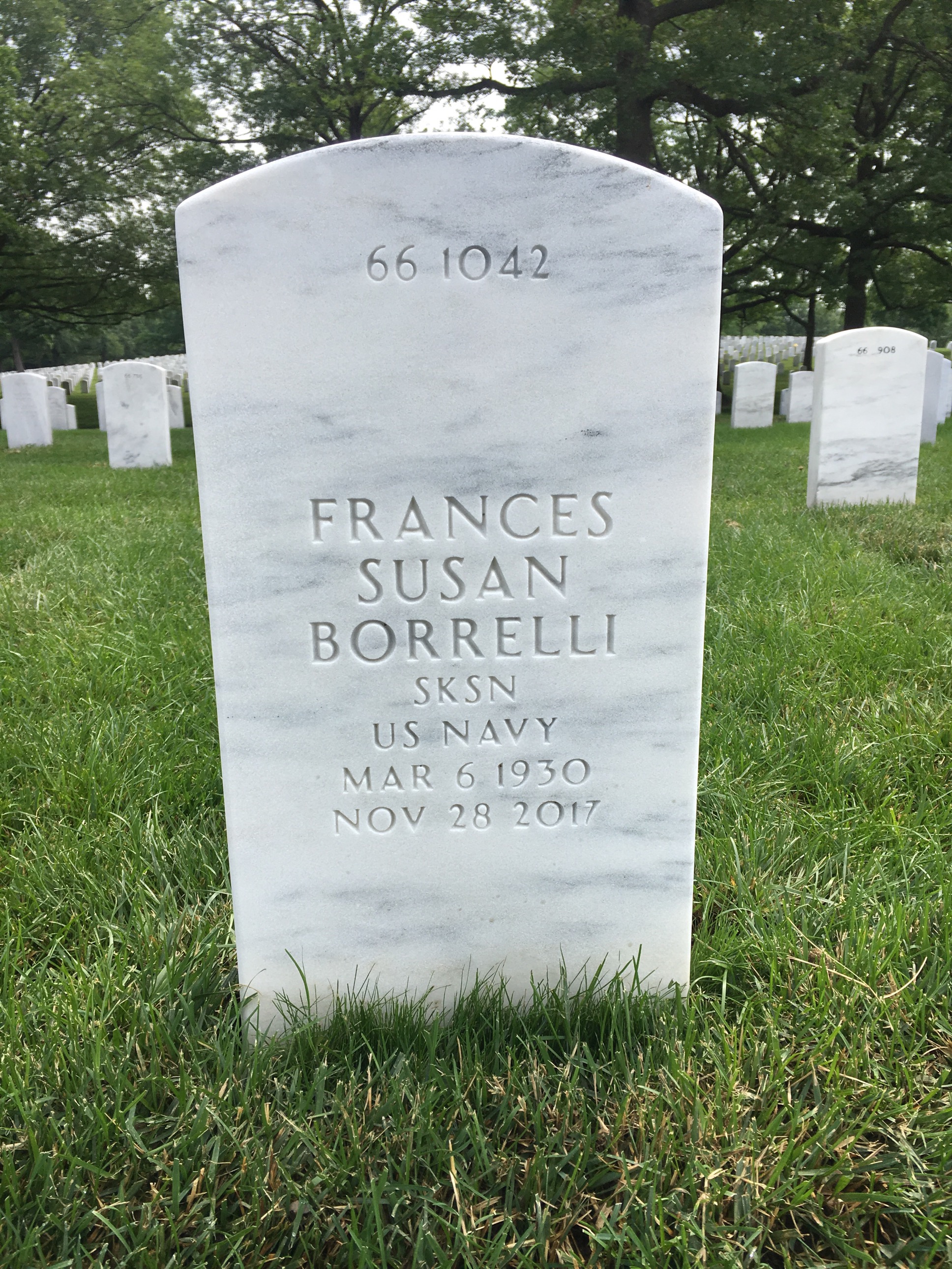Back of headstone — Sam Borrelli