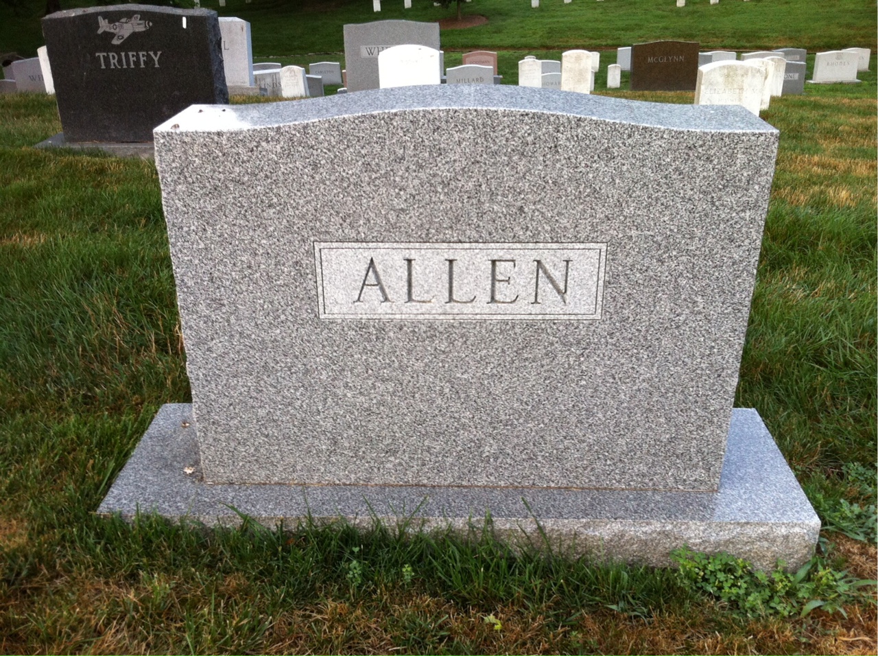 Back of headstone — Eunice Allen