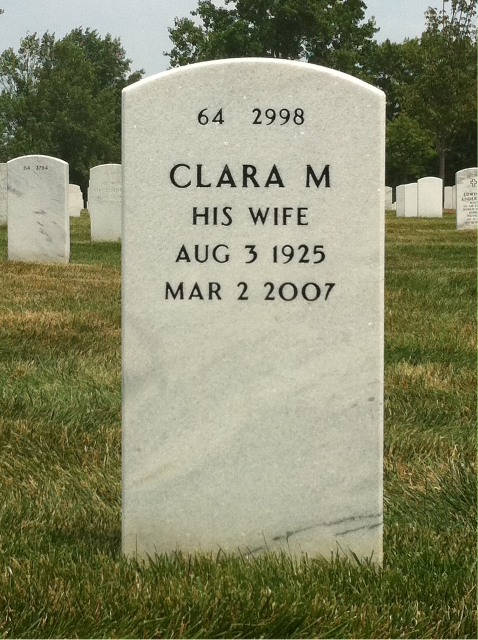 Back of headstone — Johnnie Short