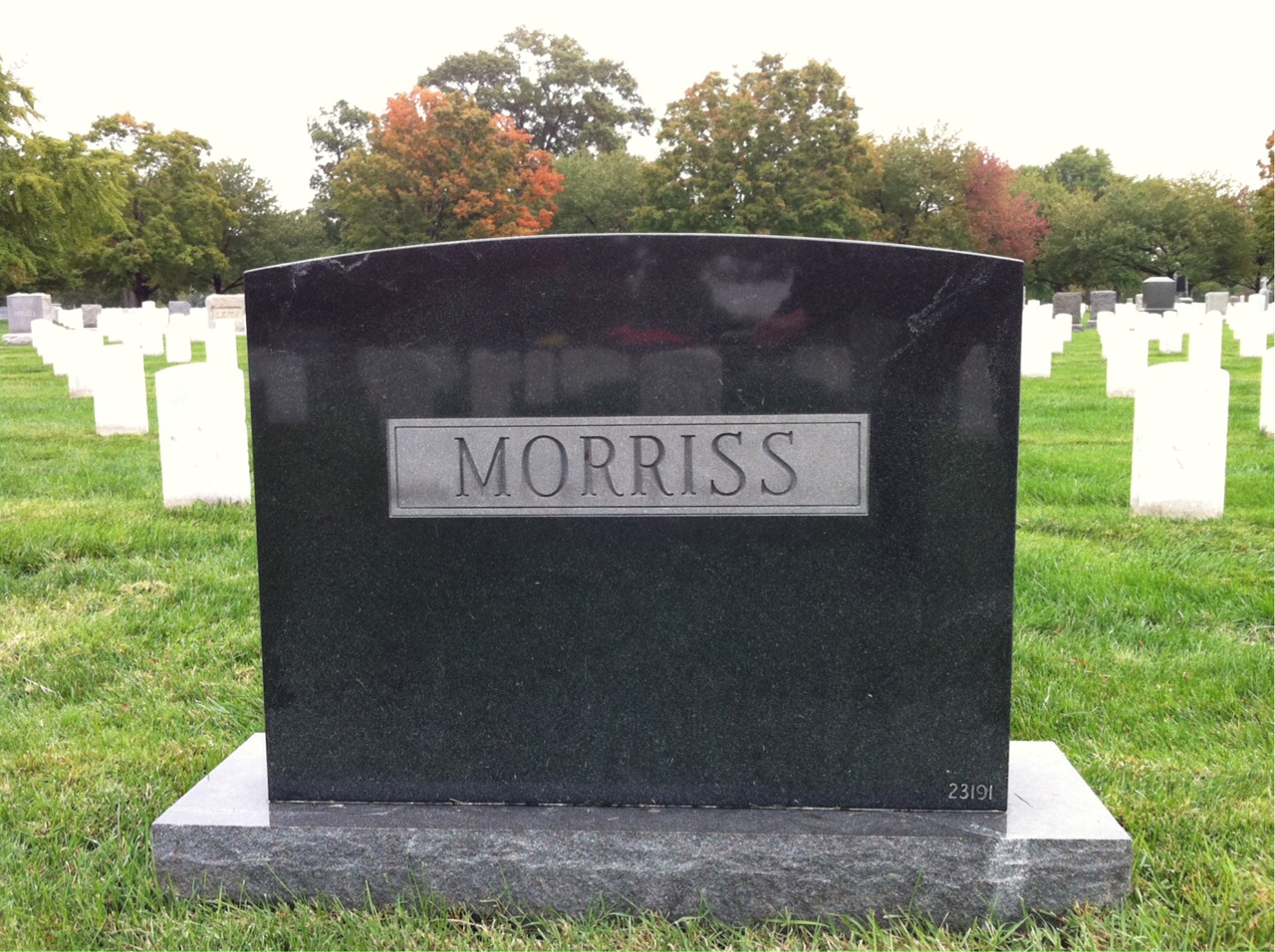 Back of headstone — Major Morriss