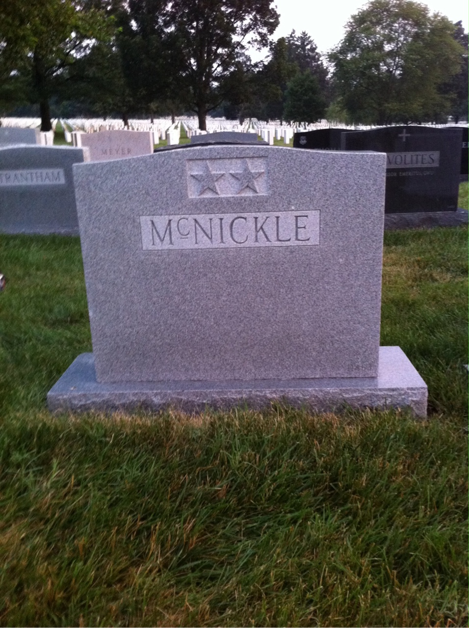 Back of headstone — Melvin Mcnickle