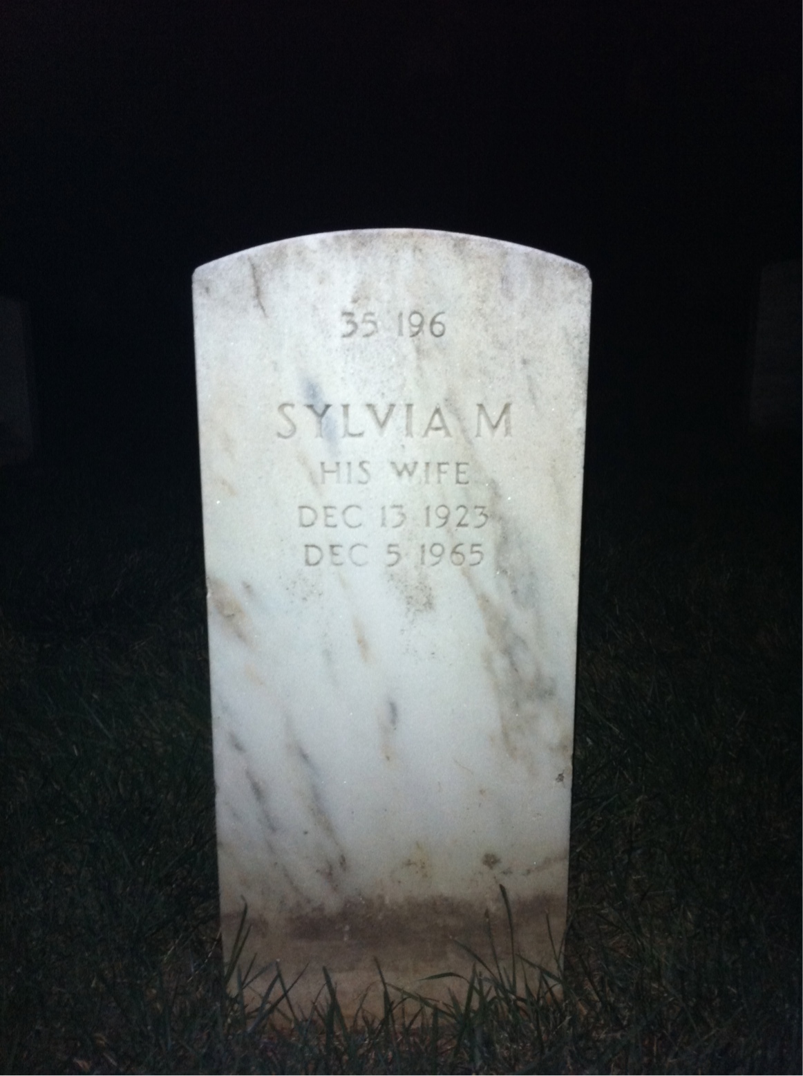 Back of headstone — Sylvia Morton