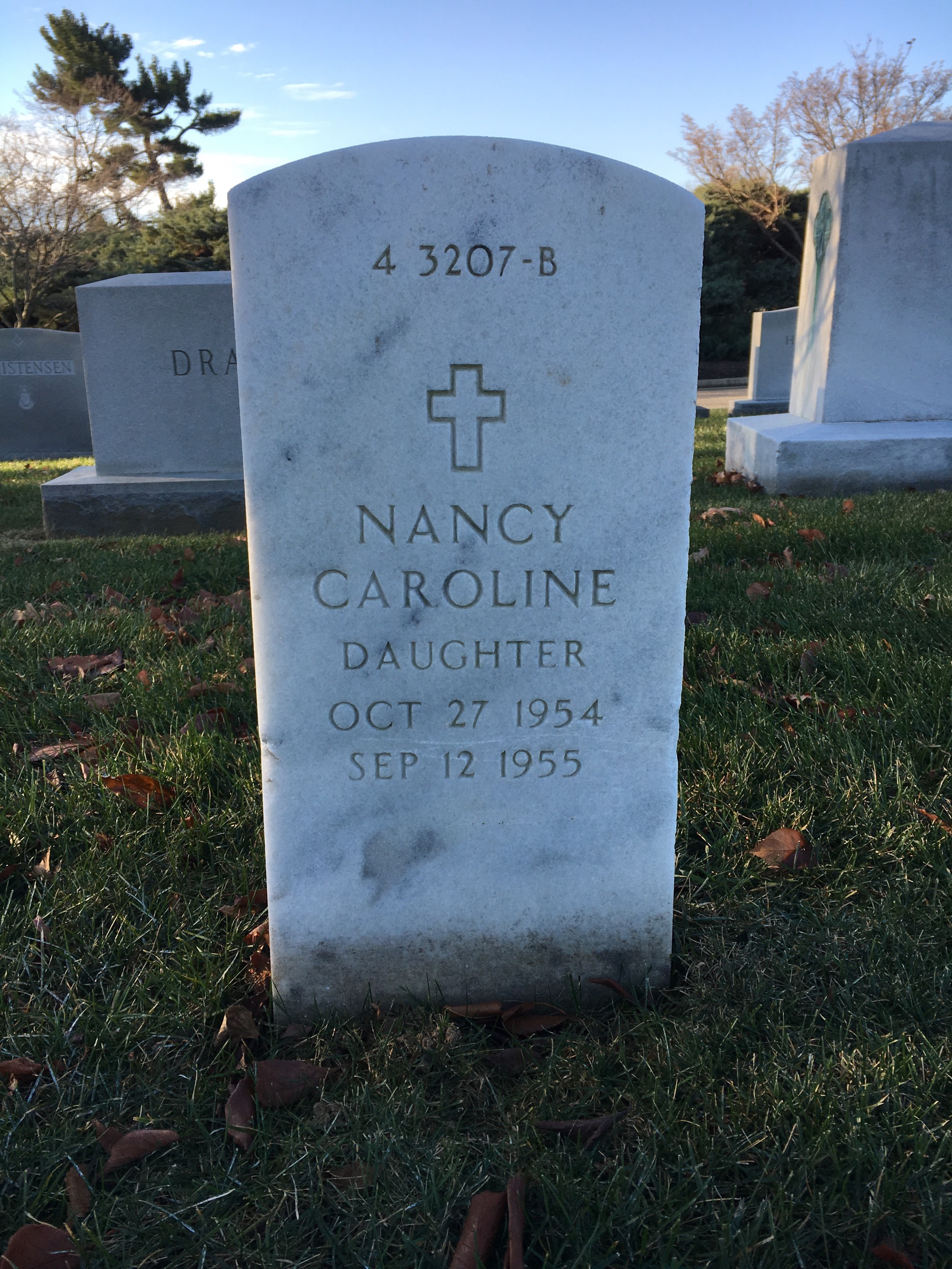 Back of headstone — Carroll Hinman