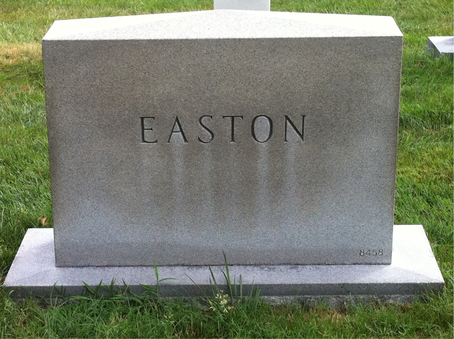 Back of headstone — George Easton