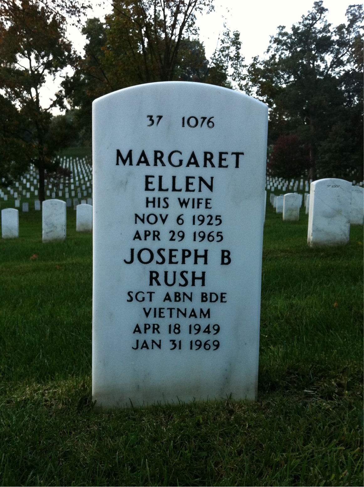 Back of headstone — Albert Rush