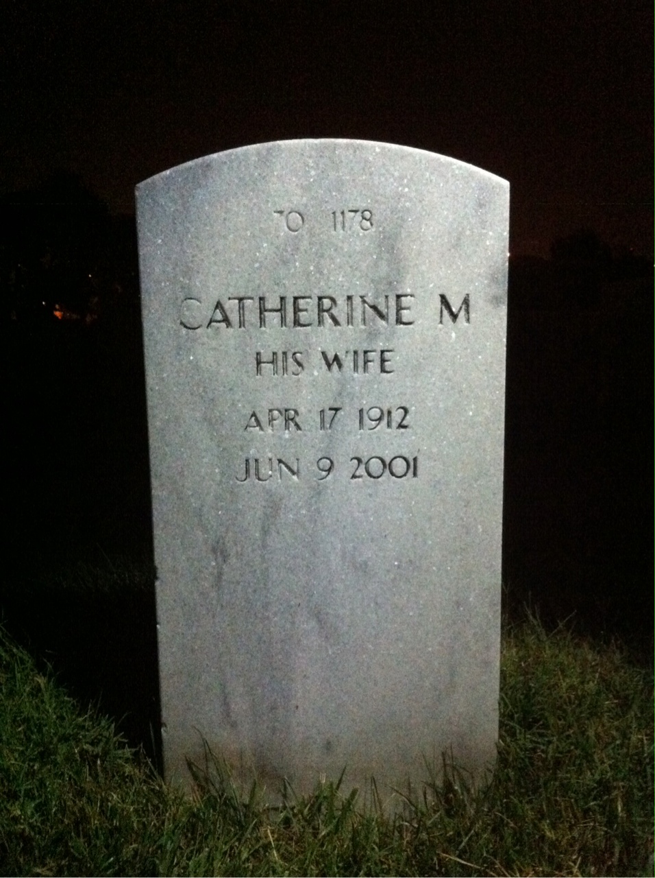 Back of headstone — Catherine B Hansen