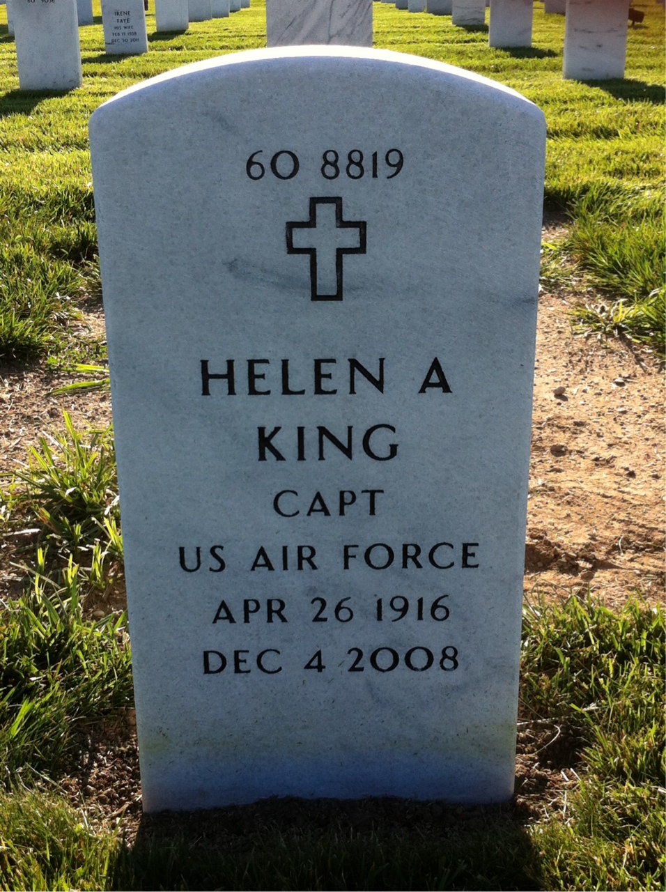 Back of headstone — Frederick King