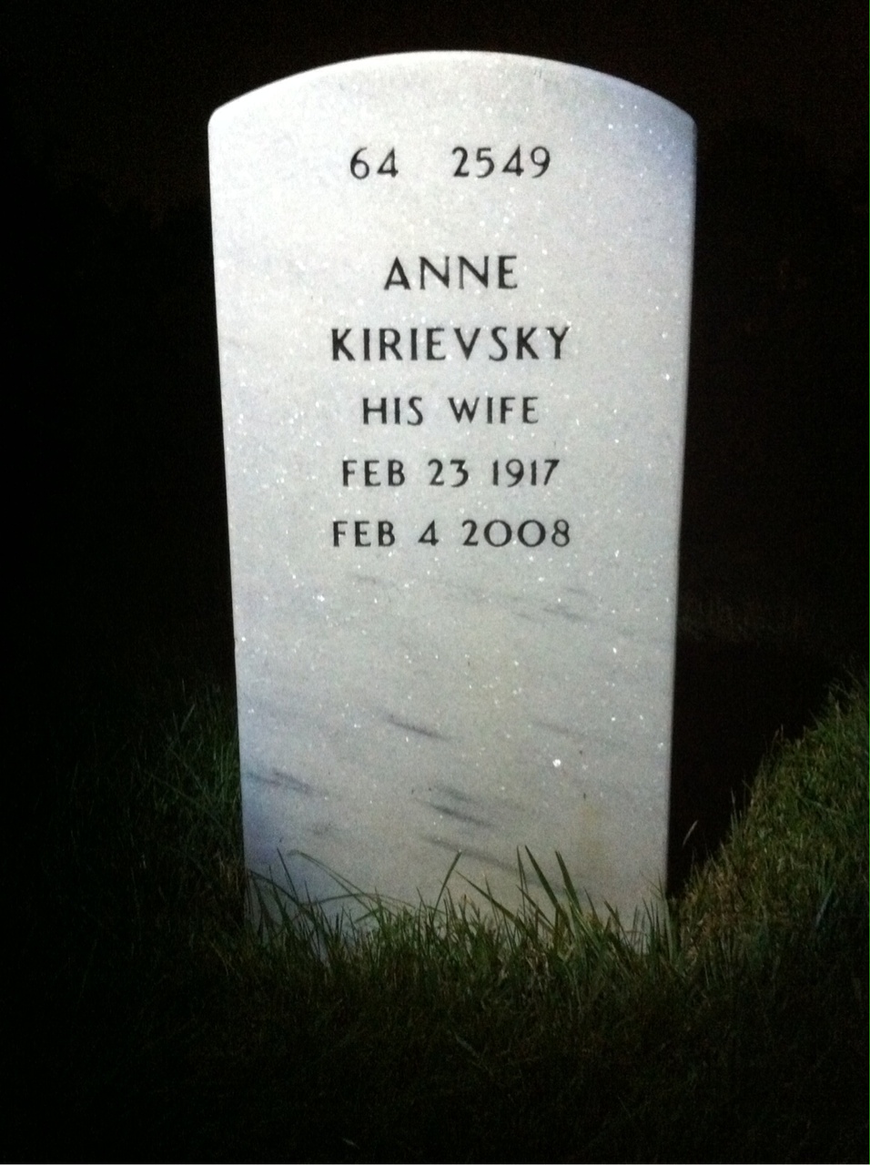 Back of headstone — James Davidoff