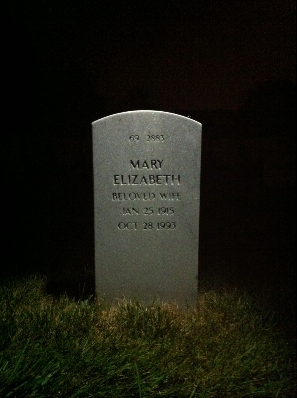 Back of headstone — Mary Corbin