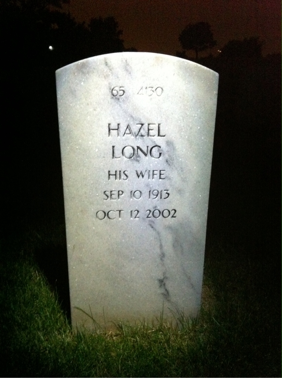 Back of headstone — William W Foster