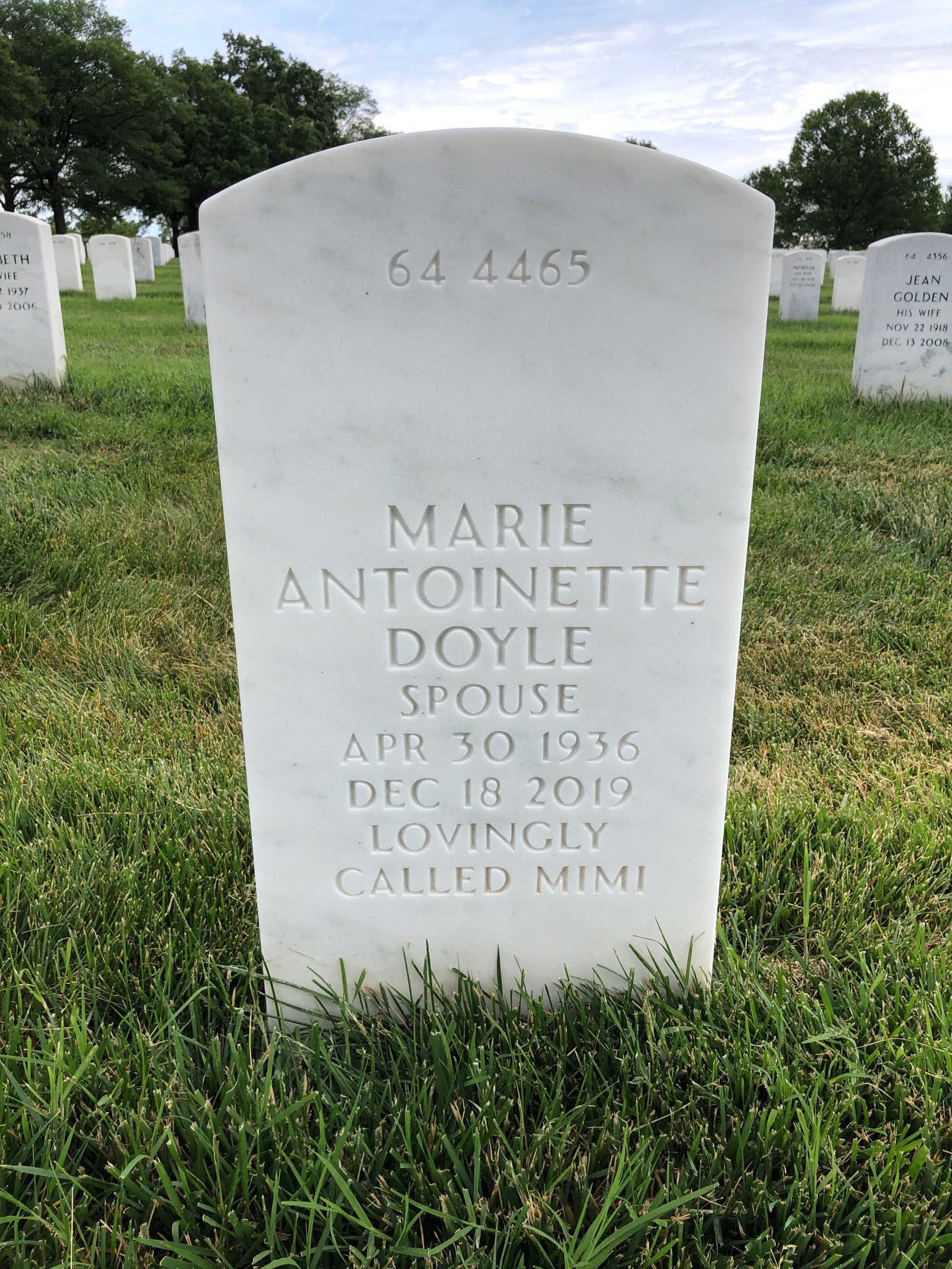 Back of headstone — John Doyle