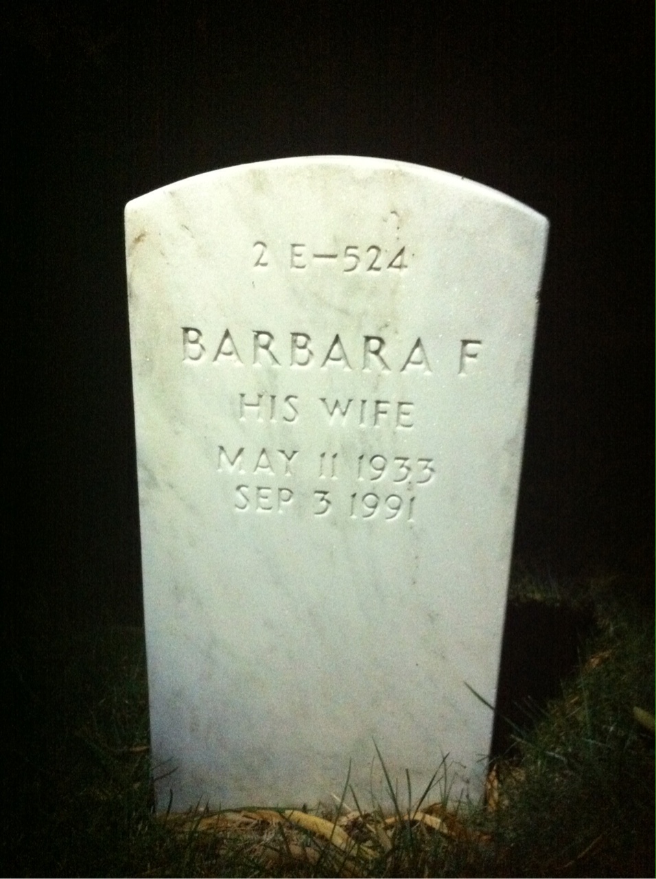 Back of headstone — Robert L Swing