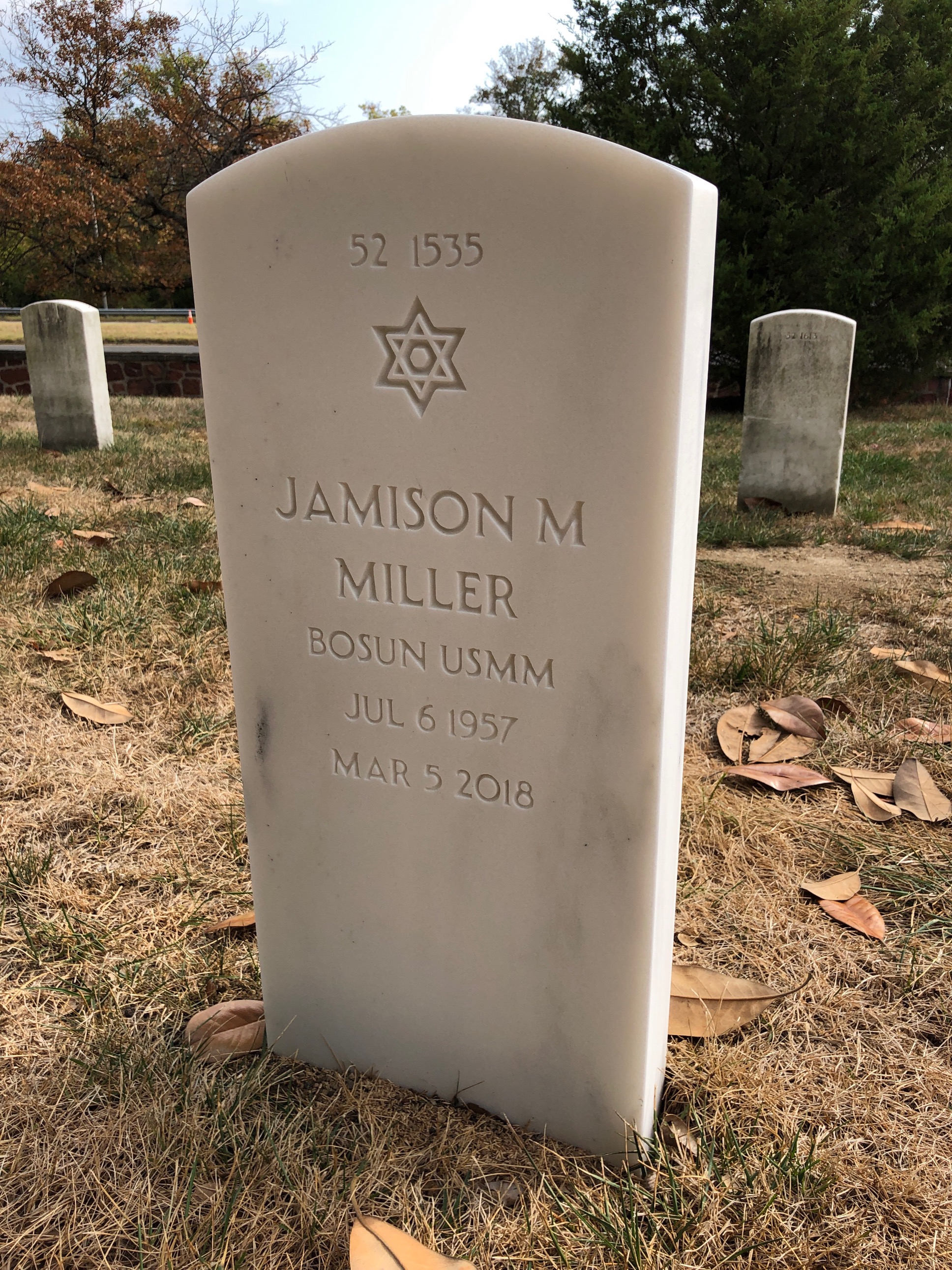 Back of headstone — Nathan Miller