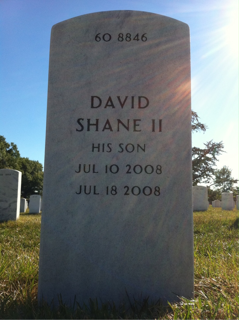 Back of headstone — David Spicer