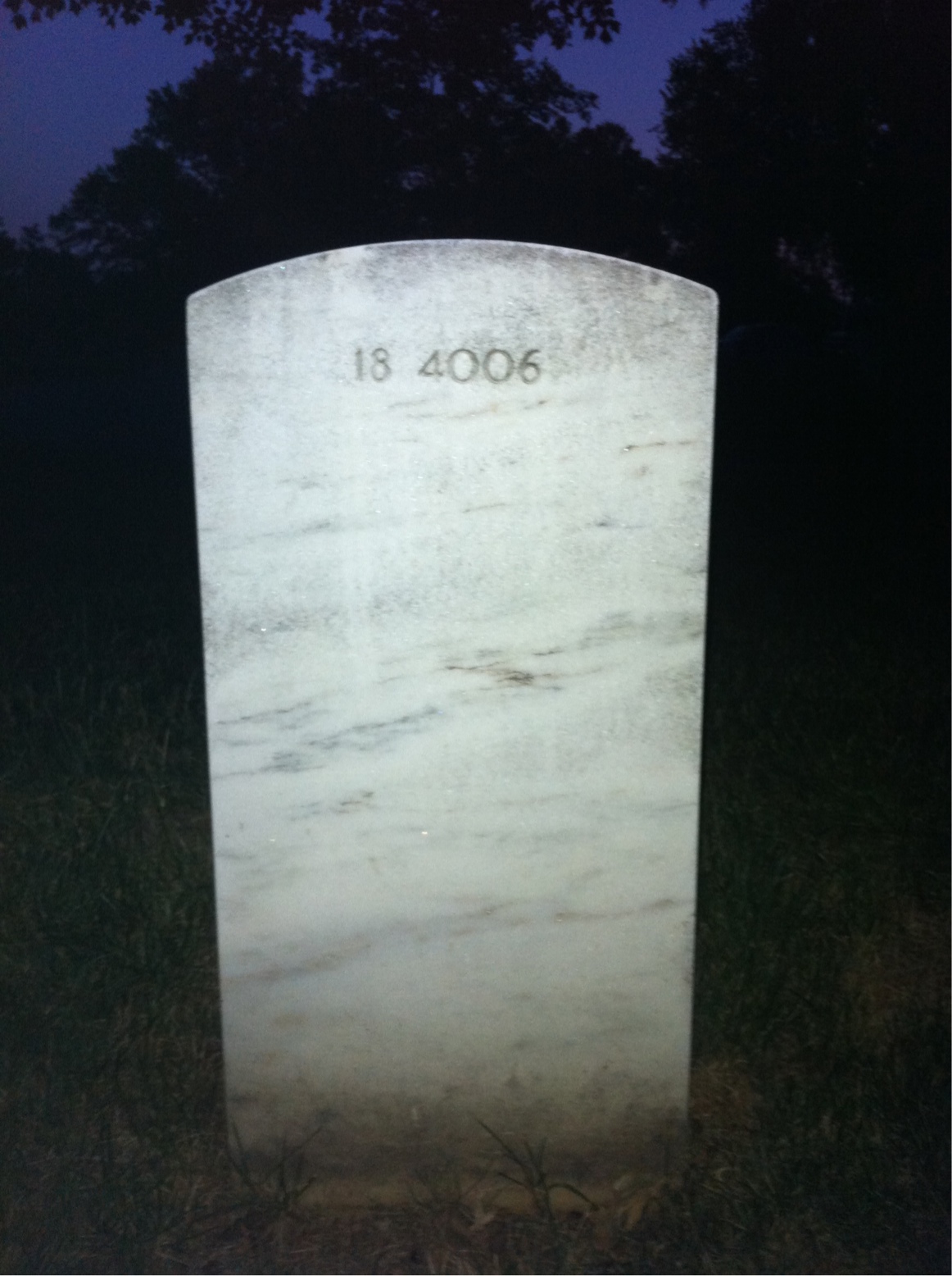 Back of headstone — John Anderson