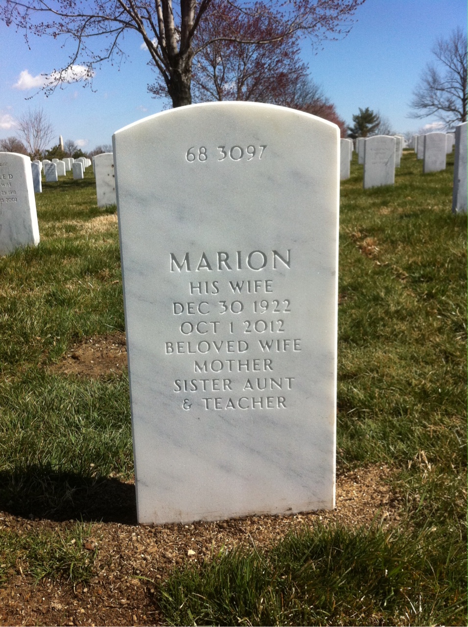 Back of headstone — Seymour Alexander