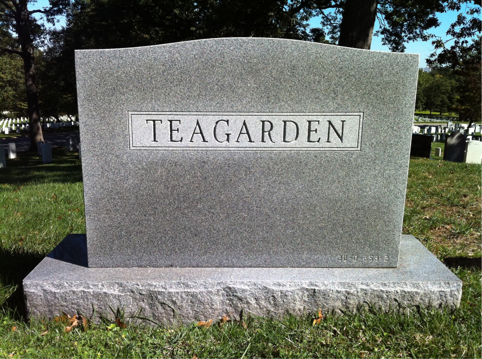 Back of headstone — Clarence Teagarden
