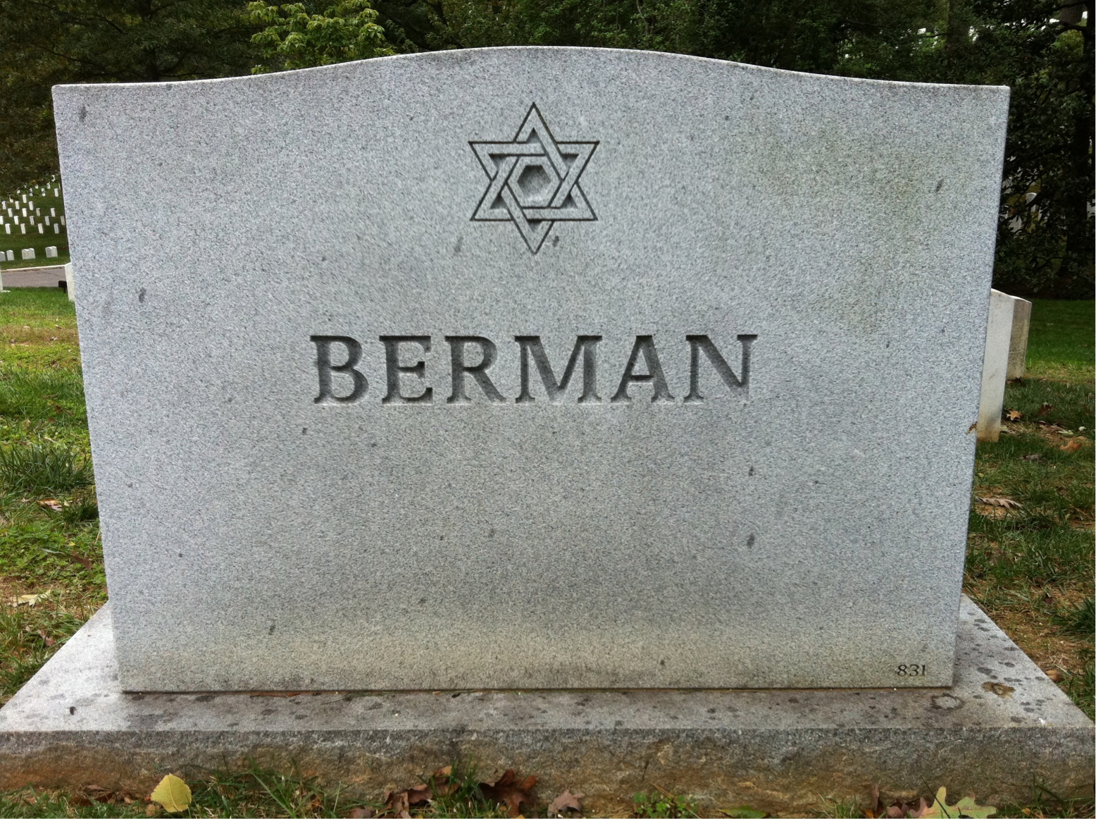 Back of headstone — Harry Berman