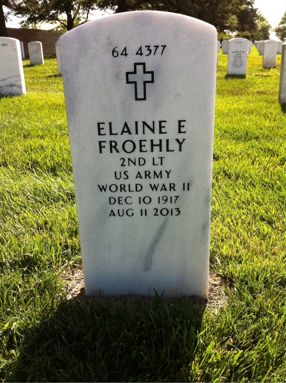 Back of headstone — Bertram Froehly
