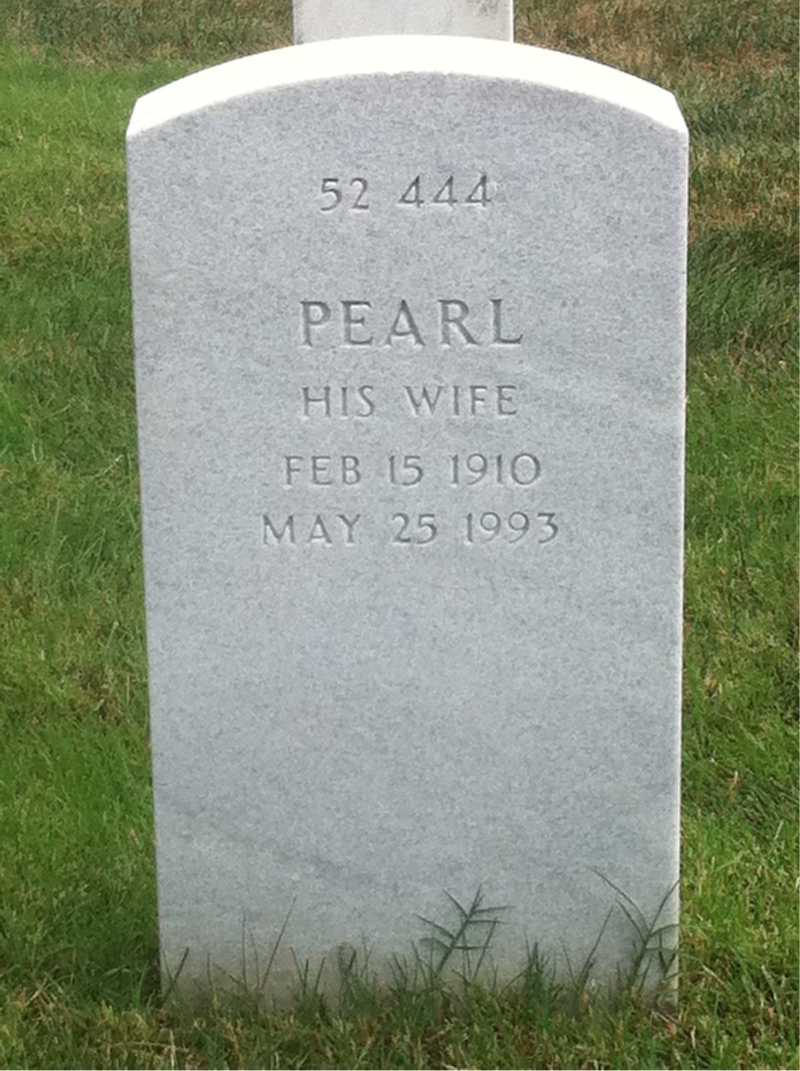 Back of headstone — Cecil Green