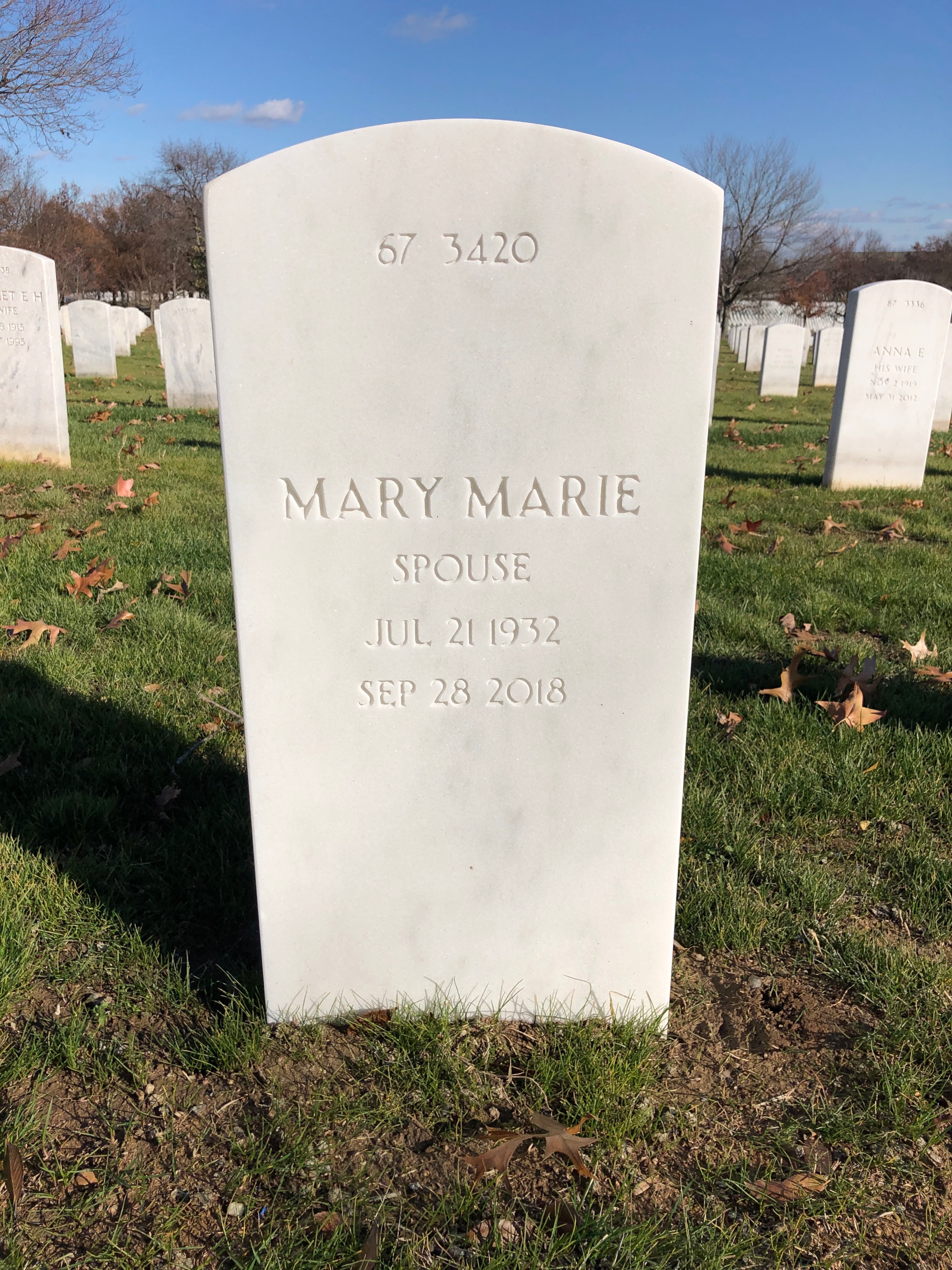 Back of headstone — Albert Cornelious Winters